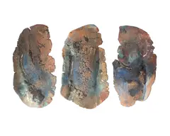 Triptych by Juliet Holland, mixed media clay wall, offered Sep 2025