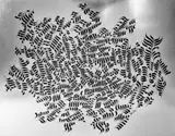 Silver Field by Stan Brod, ink on foil board abstract calligraphic, offered Sep 2025