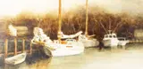 Awaiting the Crew at Dogwood Harbor by Robert Manning, 2016, oil, offered Sep 2025