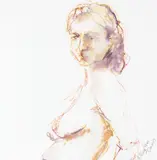 Untitled by Mary Ann Davis, watercolor and ink drawing of a nude figure, offered Sep 2025