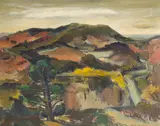 George Jo Mess, Foothills, oil on board landscape