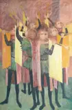 Untitled by James Snodgrass, oil on canvas painting of trumpeters, offered Jan 2025