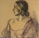 Edmond Kohn, Onya La Tour, Hollywood, 1933, mixed media portrait