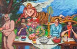 Untitled by Melissa Sarat, 1990s, oil on board, offered Jun 2025