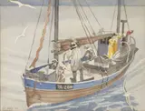 Norwegian Fisherman by Vic Mays, 1949, watercolor, offered Jun 2025