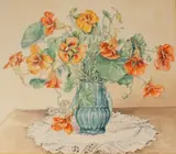 Marjorie Stevens, Untitled, watercolor still life painting of nasturtiums