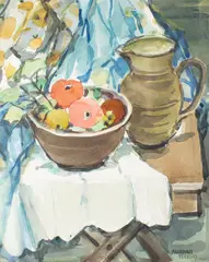 Untitled by Marjorie Stevens, watercolor still life, offered Jun 2025