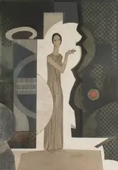 André Minaux, Untitled, aquatint etching of a woman