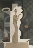 André Minaux, Untitled, aquatint etching of a woman