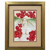 Lecoeur, Untitled (Woman with Red Flowers), 2013, Watercolor on paper Signature: Signed and dated "lecoeur 2013" lower left Frame
