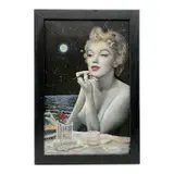 Stylized portrait painting of Marilyn Monroe by Oscar Jaramillo by Marilyn Monroe by Oscar Jaramillo, Mixed media on board, offered Jul 2026