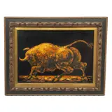 Charging Bull by Charles Burdick, Oil on board Dimensions (Framed): 15 x 19 inches, offered Sep 2026
