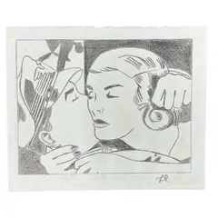 Roy Lichtenstein, The Kiss, 1973, Colored Pencil