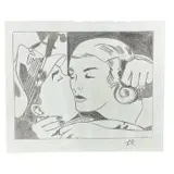 Roy Lichtenstein, The Kiss, 1973, Colored Pencil