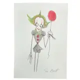 Specifications Artist: In the Manner of Tim Burton Subject: Pennywise the Dancing Clown holding a red balloon Medium: by Pennywise, Ink and colored pencil on paper Dimensions:, offered Sep 2026