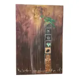 This expressive work features a vibrant green parrot perched atop a vertical stack of framed vignettes by "Metamorfosis Moderna" by Cristobal Rodriguez, Acrylic on Canvas, offered Jul 2026
