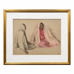 Dos Juchitecas Sentadas (Two Seated Women) by Francisco Zúñiga, 1974, Lithograph on paper Signature: Signed and dated "Zga 1974" lower right Frame, offered Sep 2026