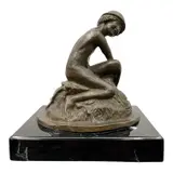 Seated Female, Untitled, bronze sculpture by b. chaikin, 1982