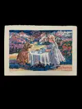 Untitled by Corinne Hartley, lithograph, girl and dog tea party, signed & numbered, offered Jul 2026