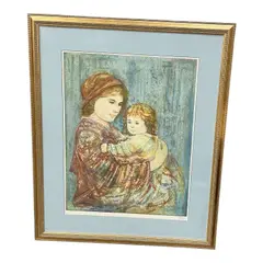 Edna Hibel, Untitled, lithograph, mother and child