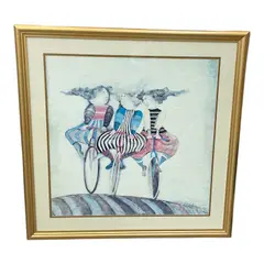 Graciela Rodo Boulanger, Untitled, lithograph, three children on bicycles, 1976