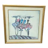 Graciela Rodo Boulanger, Untitled, lithograph, three children on bicycles, 1976