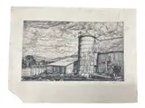 Luigi Lucioni, Vermont Pastoral, 1939, Original Etching on cream wove paper Signature: Hand-signed in pencil by the artist in the lower right margin. Publisher: Associated American Artists (AAA), New York (Edition of 250)