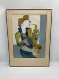 Expressive abstract painting by artist Aliotti by Saxophone Player by Claude Aliotti, Watercolor, offered Jul 2026