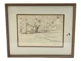Untitled by E. Renmark, Pen and ink on paper Style: Illustrative Realism / Modernist Line Drawing Signature: Signed "E. Renmark" in ink in the l, offered Jul 2026