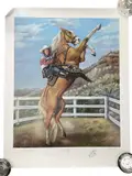 Title: "Roy and Trigger — Two American Hero's" Medium: Remarqued limited edition by Details Artist: Gina Faulk, lithograph on paper Year: 1996, offered Jul 2026
