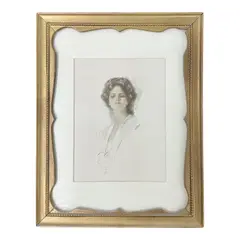 Harrison Fisher, Portrait of a Young Woman, 1907, Print on Paper Signature: Print-signed and dated "Harrison Fisher 1907" lower right Framing: Gilt Wood Frame with Scalloped Mat Opening Framed