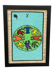 Tarot Series Medium: by Tarot Card X, Mixed Media on Paper Signature: Bears signature and date "K. Haring 88" lower right, offered Sep 2026