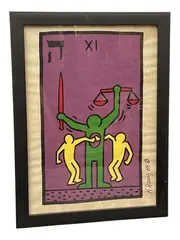 Tarot Series Medium: by Tarot Card XI, Mixed Media on Paper Signature: Bears signature and date "K. Haring 88" lower right, offered Sep 2026
