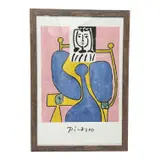 "Seated Woman in Blue - Femme Assise a la Robe Bleu" by Marina Picasso Origin: Spain, Offset lithograph on paper (after 1949 image, printed 1981, Marina Picasso collection, Catalina Art Publishers, oversize, offered Sep 2026