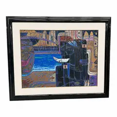 This large-scale limited-edition serigraph by Jamaican artist Adrian Wong Shue features a stylized by "Promises" by Adrian Wong Shue, Serigraph, offered Sep 2026
