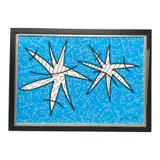 Romero Britto, Night Stars, 2011, Acrylic and mixed media on canvas Signature: Signed lower right; further signed, titled, and stamped on the reverse Specs (Dimensions): 28 x 40 inches (Canvas size) Romero Britto Brazilian artist Miami pop art neo pop modern star fine art original painting acrylic mixed media celestial night stars blue silver graphic pattern illustration signed dated 2011 contemporary art collector authentic estate stamp black gallery frame interior design luxury decor auction ready inventory logistics.