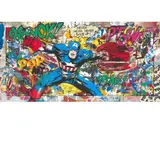 This original mixed-media work on paper by contemporary pop artist Mr. Brainwash features the iconic Marvel superhero Captain America in a dynamic by "Captain America" by Mr. Brainwash, Mixed Media on Paper, offered Sep 2026
