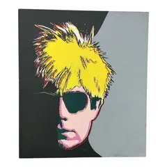 Steve Kaufman, Andy Warhol (Self-Portrait in Fright Wig), Mixed media (screenprint and hand-embellishment) on canvas