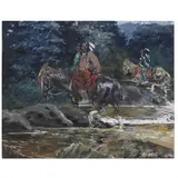 Frank Sauerwen, painting "Ute Indians, Southwestern Colorado", watercolor and gauche on paper
