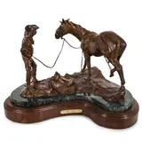 Rick Jackson, Untitled, bronze on wood plinth, "The Sweet Talkin's Over"