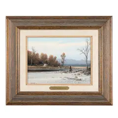 Framed Gene Speck (b. 1937) by Gene Speck, oil on board painting, "The Canoe Maker", offered May 2023