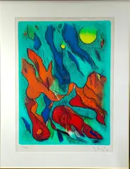 Gustave Singier, Envol, 1971, Color Lithograph on Paper