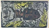 Giant Stag beetle by Werner Bernhard Drewes, 1956, Color Woodcut on Paper, offered May 2026