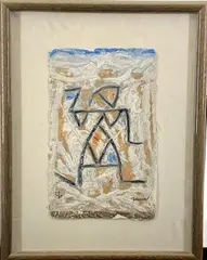Pierre-Marie Brisson, Abstract Scene (likely 1980s), Mixed Media Etching on Handmade Paper