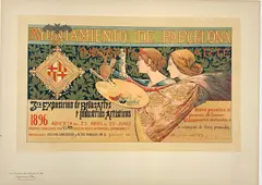 Alexandre de Riquer, Ayuntamiento De Barcelona -- 3ra Exposicion De Bellas Artes, Lithograph