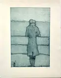 Horst Janssen, Woman Looking Out (1971-72), Etching on Paper