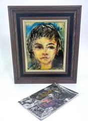 Pascal Cucaro, Untitled, c. 1960s, Mixed Media Female Portrait. Includes 63 Page Artist Catalogue by Robert E. Hopkins