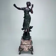 Le Message (late 19th century). Cast Zinc by Auguste Moreau, Sculpture with Bronze Patina and Marble with Gil, offered Feb 2026