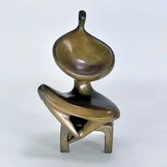Leon Bronstein, Cradling Woman, Bronze Seated Figure Sculpture