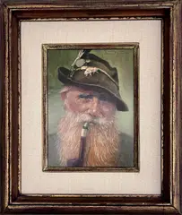 Bernd Funke, Untitled, Oil on Board Portrait Tyrolean Gentleman in Green Jacket